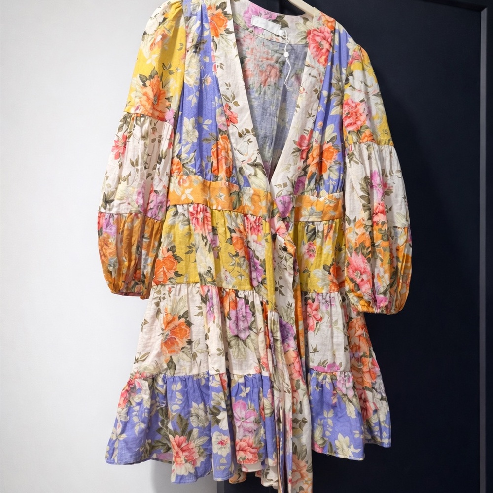 Zimmermann Floral Patchwork Midi Dress - Multicolor - Picture 4 of 6
